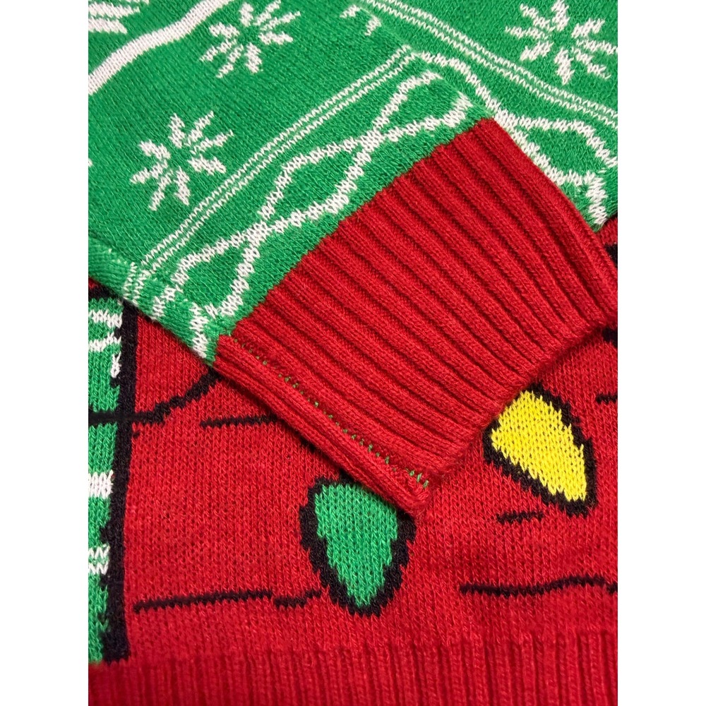 Peanuts Snoopy‎ Christmas Doghouse Ugly Holiday Sweater Green Red Mens Large L - Picture 8 of 11